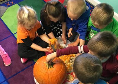 Children with pumpkin